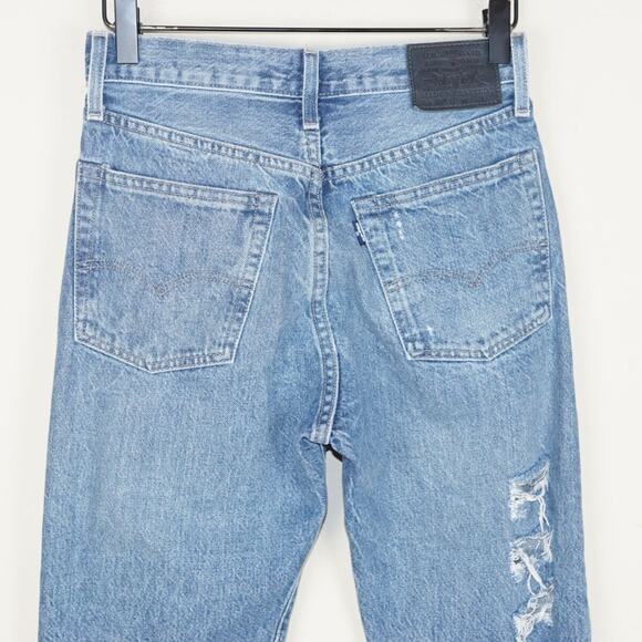 Levis 501 Made and Crafted Selvedge Button Fly Crop Distressed Jeans Sz 25 - Picture 3 of 9